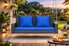 Carry Bird Wicker Patio Furniture Outdoor Balcony Swings In Brown And Navy Blue Colour