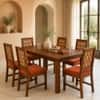 Globally Indian Helene Solid Sheesham Wood 6 Seater Dining Table Set 6 Chairs Navy Blue