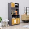 Hexa Red Crockery Unit Multipurpose Wooden Cabinet in Slate Grey And Giant Wood Colour