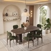 Brava Solid Wood 6 Seater Dining Table with 6 Oille Solid Wood Dining Chair in (Finish: Danish Walnut, Colour: Deep Olive)
