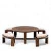 Nashville Sheesham Wood Accent Coffee Table Set With 4 Stools In Provincial Teak Finish With Beige Velvet Cushions