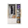 Hexa Red Wooden 3 Door Wardrobe with 2 Drawers and Hanging Space in Frosty White Colour