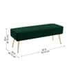 Doe Buck Upholstered Bench in Green Colour with Channel Stitching and Gold Legs