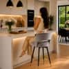 Doe Buck Mixoy Velvet Bar Stool in Emerald Grey Colour with Gold Accents
