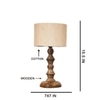 Devansh Off White Cotton Table Lamp With  Wood Natural Base  (7X7X15.5 Inches)-2