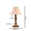 Devansh Off-White Cotton Vintage Cross Pleated   Lamp With Wood Base  (12X12X17)