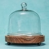 Ireka Homes Sweet Haven Acacia Wood Cake Stand with Glass Dome