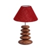 Devansh Maroon Jute Table Lamp With Wood  Pebble Lamp  (10X10X15) Inches