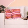 Acrylic Striped Cushion Cover with Lace Set of 2 (24 X 24 Inches)