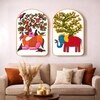 Gond Tree of Life Wall Art Painting Set of 2 with Gold Frame 16 x 24 Inch