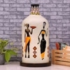Hand Painted Laurentia White Glass Shade Table Lamp with Wooden Base
