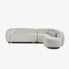 Rivva Solid Wood Two Piece Wedge Chaise Sectional Sofa in Grey Colour