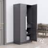 Hexa Red Wooden 2 Door Wardrobe with 4 Shelves in Slate Grey Colour