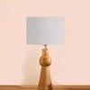 Devansh Grey Cotton Table Lamp With  Wood Natural Base (7X18.25 Inches)-7
