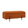 Doe Buck Luxury Boucle Storage Bench in Rust Colour with Black Metal Legs