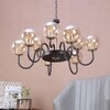 Eliante 6-Light Champaign Chandelier, Mild Steel And Ceramic Frame With Glass Shades
