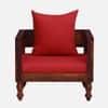 Rangrez Sheesham Wood 1 Seater Sofa in Honey Oak Finish with Red Cushion
