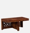 Lifty Sheesham Wood Nesting Coffee Table Set in Provincial Teak Finish With Cushioned Stools