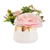 Artificial Pink Floral Arrangement With White Pot