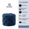 Doe Buck Briana Velvet Tufted Ottoman Cube in Blue Colour