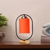 Devansh Orange Cotton Drum Wooden & Iron Table Lamp -17 Inch Height  -D
