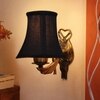 Devansh Gold Antique Wall Mounted Lamp With Black  Cotton Shade