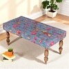 Bestone Solid Wood Bench In Bird Print Grey Kantha Fabric