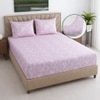 Pink Floral 400 Tc  Cotton Fitted  Double Queen Size Bedsheet With 2  Pilllow Covers