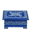 Desert Art MDF Hand Painted Blue Tea Coaster Set with 6 Coasters and Holder