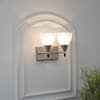 Minimal 2 Light Nickel Wall Light with Frosted White Glass