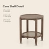 Tora Solid Wood and Cane with Glass Side Table In Danish Walnut Finish