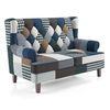 Minnelli 2 Seater Fabric Loveseat In Indigo Patch Work Colour