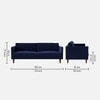 Tharoli Velvet 3 Seater Sofa in Navy Blue Colour