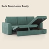 Kowloon Sectional 3 Seater Pull Out  Sofa Cum Bed with Storage in Dusty Turquiose Velvet Colour