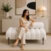 Doe Buck Luxury Boucle Accent Lounge Chair in White Colour with Black Metal Legs