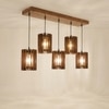 Ventus 5 Series Brown Solid Wood Cluster Hanging Light