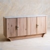 Dune Solid Wood Sideboard with Marble Top in Brown Colour