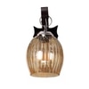 Devansh Solid Wood Electric Wall Light in Brown Colour with Lavender Shade Count of 1 Light