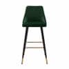 Doe Buck Upholstered Counter Height Bar Stool in Green Colour with Gold Accents