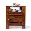 Harvey Sheesham Wood Contemporary Bedside Table End Table In Pine Finish (Lgo)