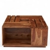 Milan Sheesham Wood Accent Square Coffee Table In Natural Teak Finish
