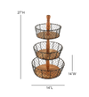 Ireka Home Farmhouse 3 Tier Storage Basket with Metal Handles