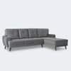 Riga 5 Seater Velvet Fabric Left Hand Side Lounger in Dark Grey