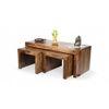 Kassel Sheesham Wood 2 Seater Coffee Table Set In Teak Finish