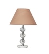 Aspley Chrome Finish Metal Clear Crystal Glass  And White Marble Table Lamp With Beige Cotton Shade