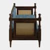 Rattan Solid wood Three Seater sofa in Provincial Teak FinishPrinted Blue Colour