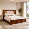 Nayra Solid Wood Compact King Bed Box Storage Provincial Teak Finish Mattress 72 x 72 Inches
