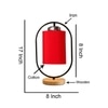 Devansh Red Cotton Drum Wooden & Iron Table Lamp -17 Inch Height  -C