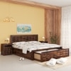 Shashi Solid Wood King Size Bed With Box & Front Drawer Storage Bed In Provincial Teak Finish