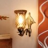 Devansh Metal Electric Wall Light in Antique gold Colour with Lavender Shade Count of 1 Light